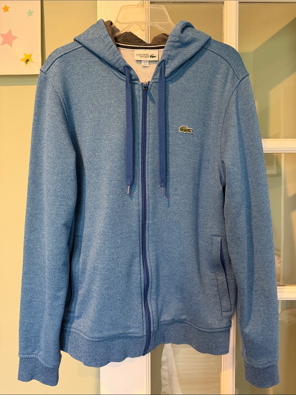Lacoste Men’s Heather Sky Blue Zip-Up Hoodie